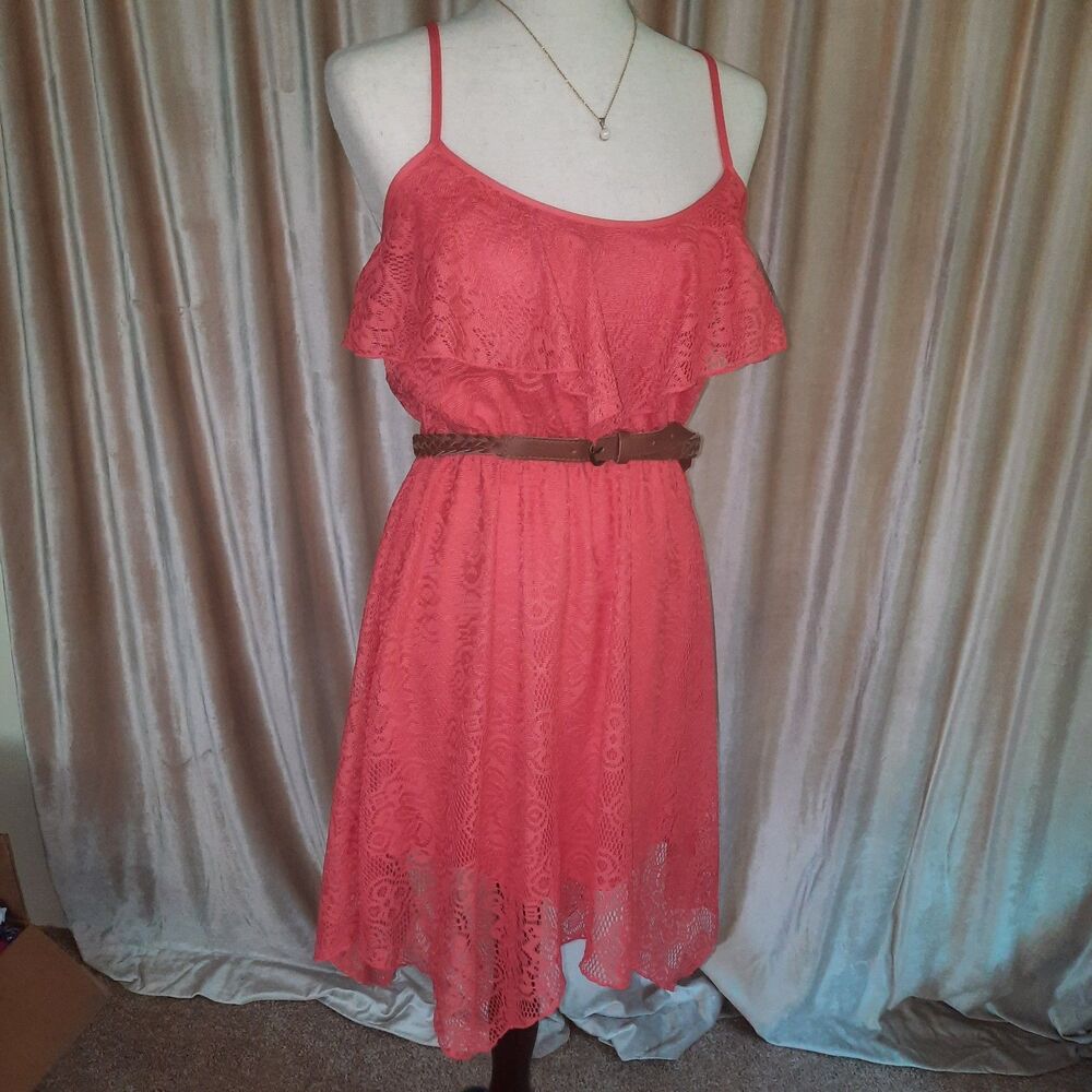 Emerald Sundae Orange Lace Dress Sz M